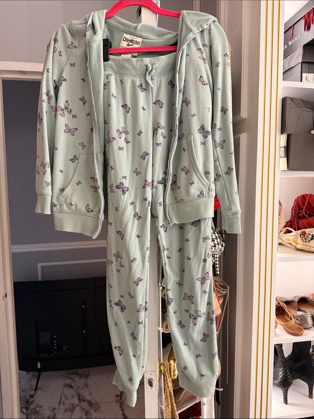 OshKosh B'gosh Mint Green Butterfly Zip Hoodie sweatpants set